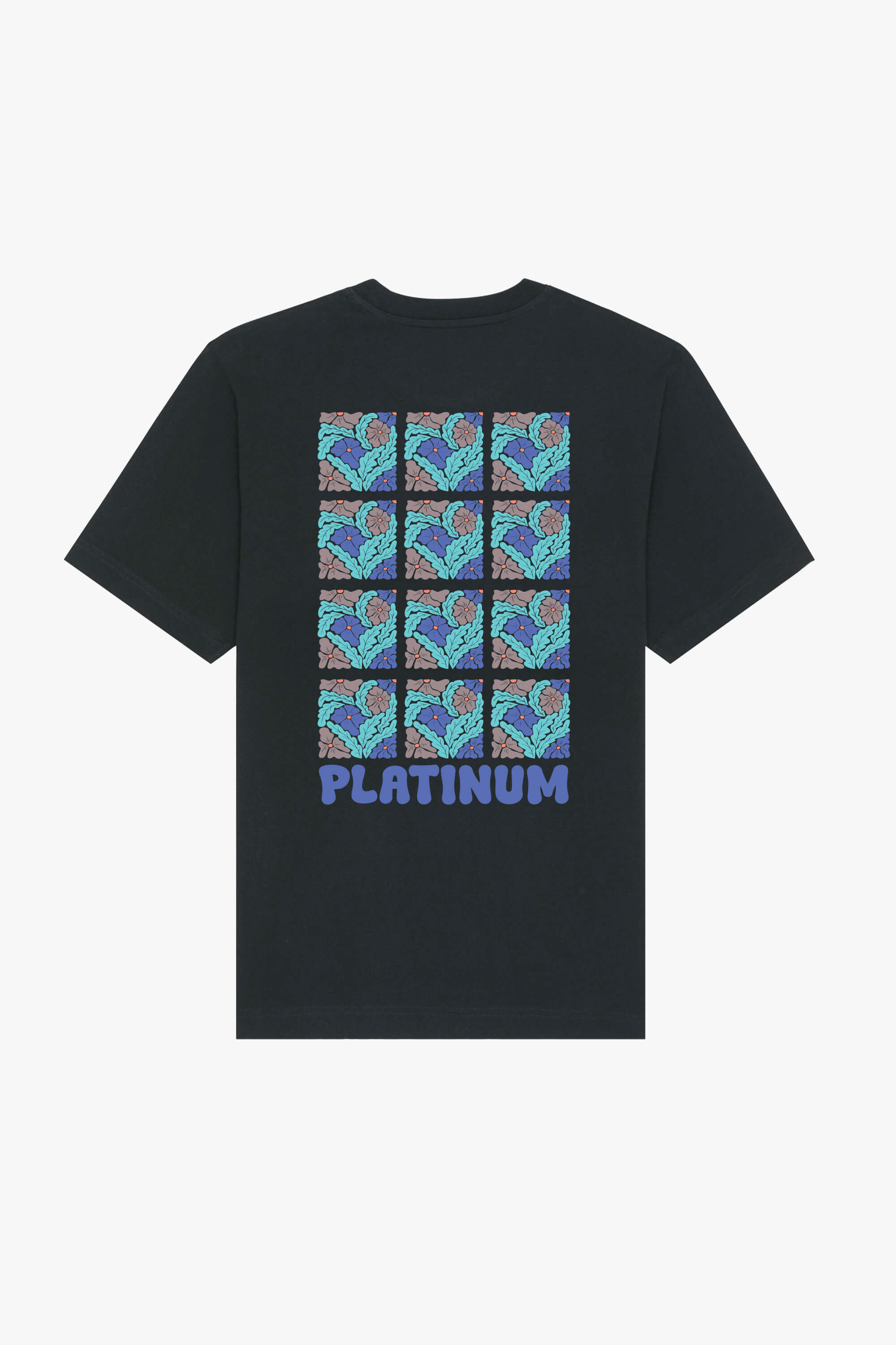 Oversized T-Shirt Flower Pattern - Black